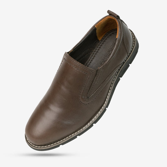 Genuine cow leather pull-up loafer with soft sheep lining, Texon insole for stability, and lightweight EVA sole for flexible traction and all-day comfort