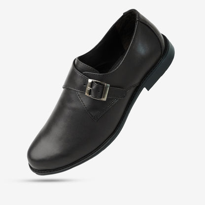 Sleek black cow leather shoes with soft sheep leather lining and cushioned insole for all-day comfort