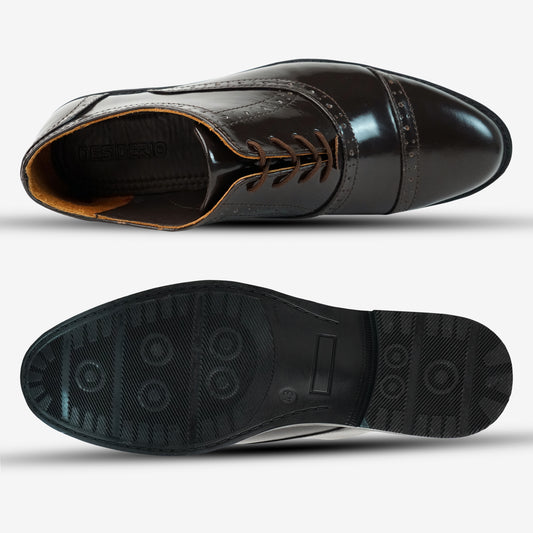 Premium leather shoes with finest cow leather uppers, soft sheep leather lining, and sturdy Taxon insoles with hard board for durability, comfort, and support