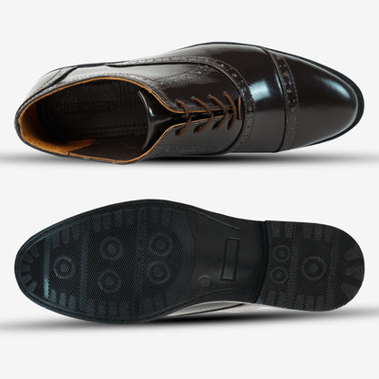 Brown premium cow leather shoes with soft sheep leather lining and structured Taxon insole for durability and comfort