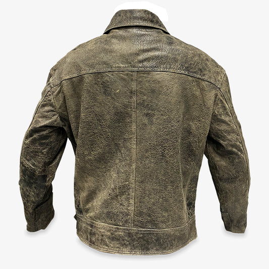 Black and grey real cow leather perfecto jacket with soft premium leather, two functional pockets, stylish side zip closure, and versatile design for casual and dressy wear