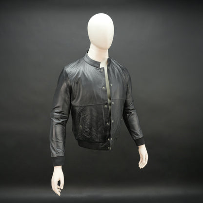 Real Leather Button Down Black Jacket