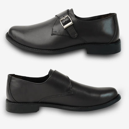 Sleek black cow leather shoes with soft sheep leather lining and cushioned insole for all-day comfort