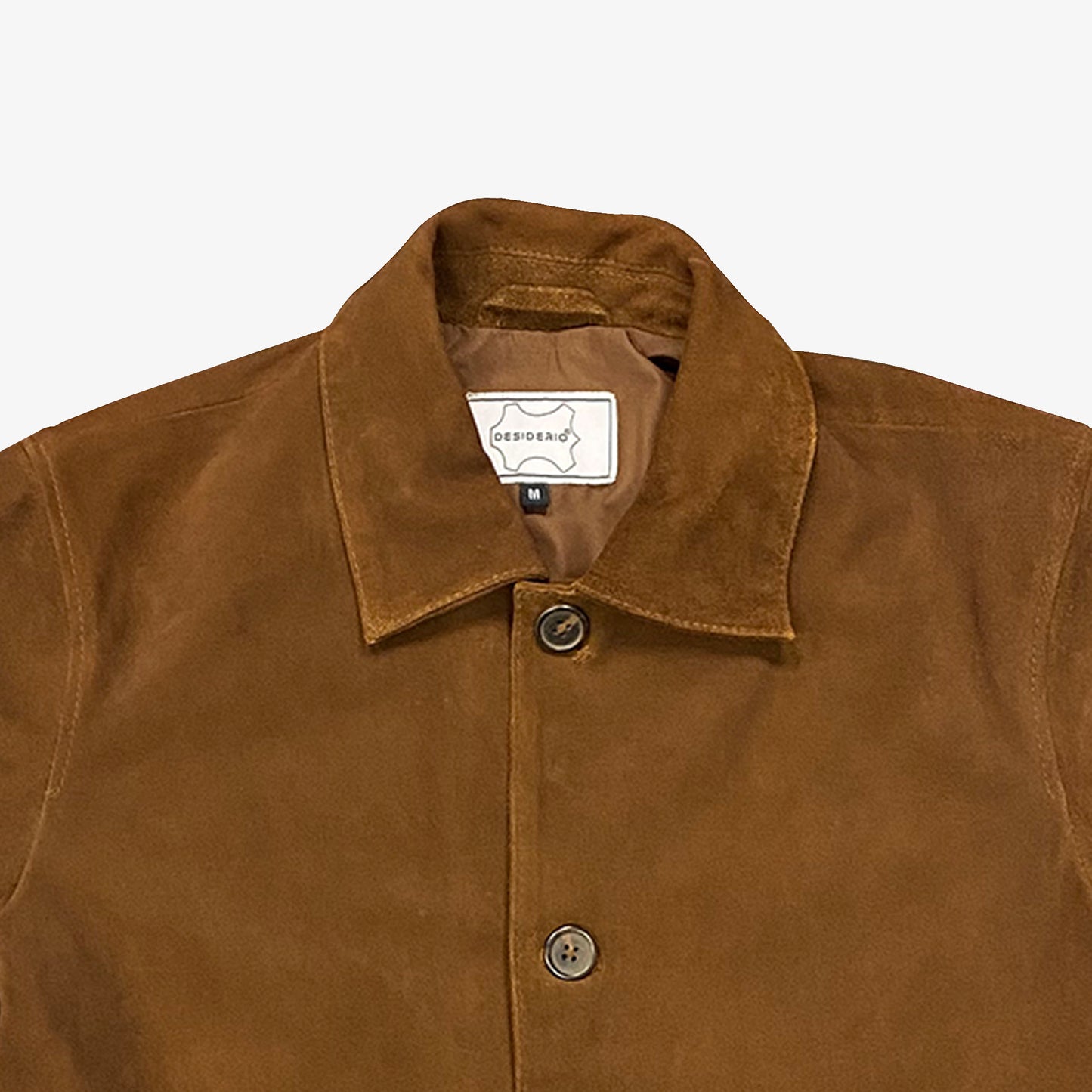 Real Goat Suede Button Jacket In Tobacoo Finish