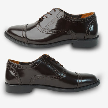 Brown premium cow leather shoes with soft sheep leather lining and structured Taxon insole for durability and comfort
