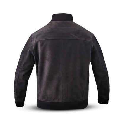 Cow Suede Coat Style Leather Jacket for Men's with Plastic Round Shape Front Buttons (Desi-Dani)