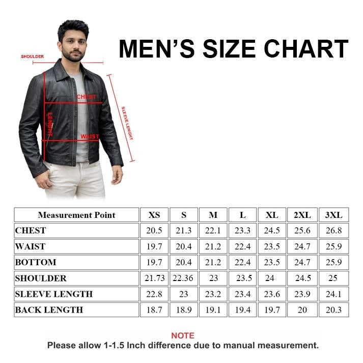 Men's Real Black Leather Zipper Jacket