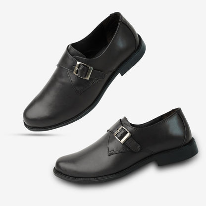 Sleek black cow leather shoes with soft sheep leather lining and cushioned insole for all-day comfort