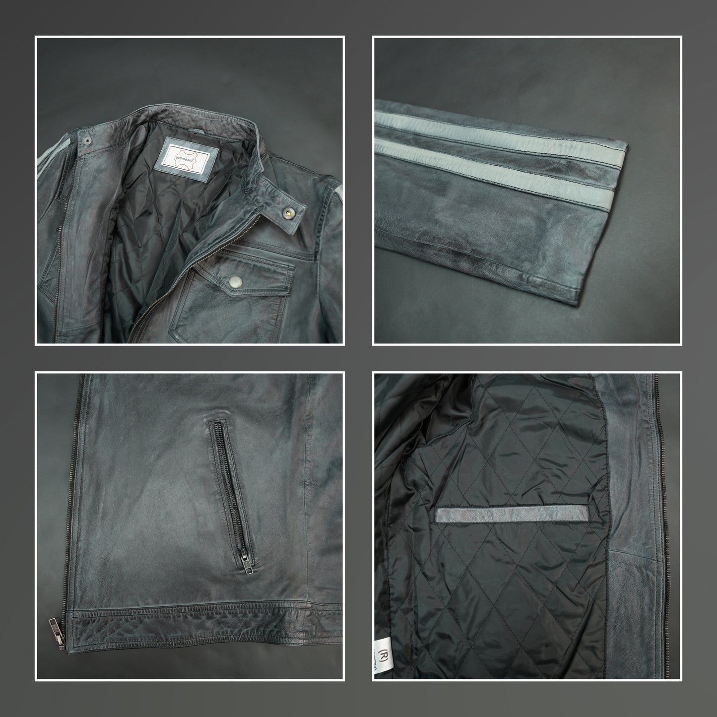 Real Leather Red Stripe Jacket