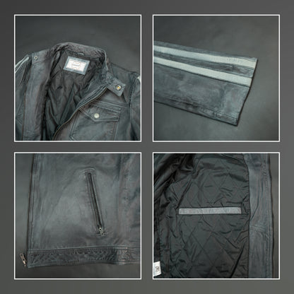 Real Leather Red Stripe Jacket