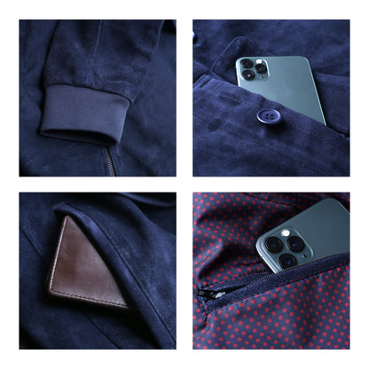 Cow Suede Coat Style Leather Jacket for Men's with Plastic Round Shape Front Buttons (Desi-Dani)