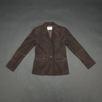 Dark brown goat leather coat with soft, durable material, two functional pockets, and versatile design for casual and formal wear