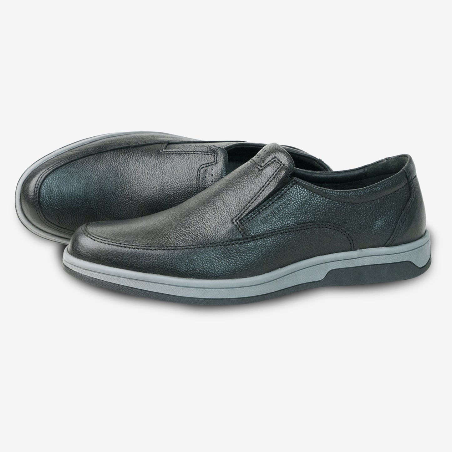 Black cow leather milled loafer with slip-resistant rubber sole, designed for comfort, durability, and versatile everyday wear