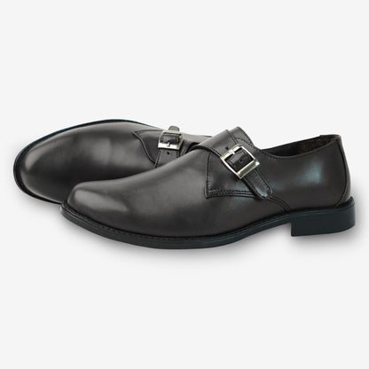 Sleek black cow leather shoes with soft sheep leather lining and cushioned insole for all-day comfort