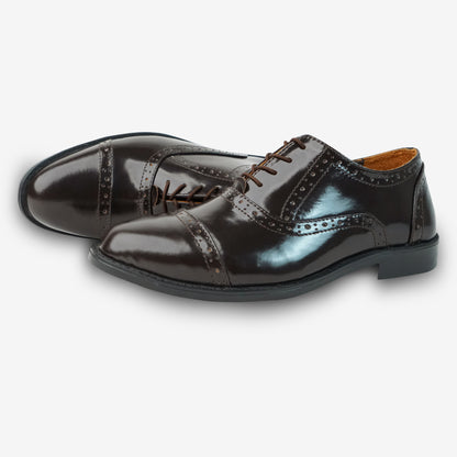 Brown premium cow leather shoes with soft sheep leather lining and structured Taxon insole for durability and comfort