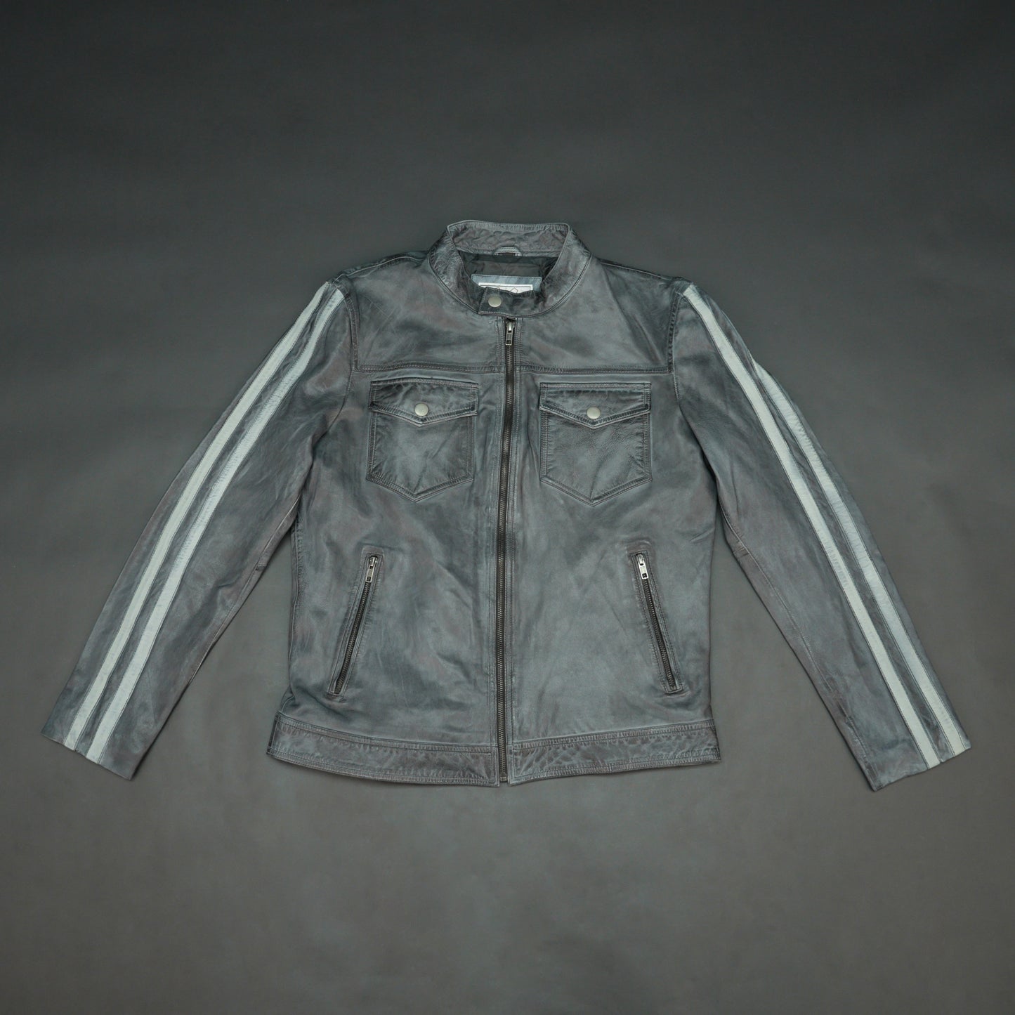 Real Leather Red Stripe Jacket