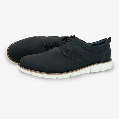 Gray genuine cow leather nubuck shoe with soft sheep lining, Taxon insole, and lightweight EVA sole