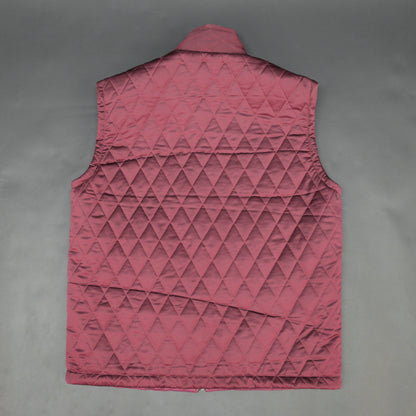 Maroon quilted sleeveless  puffer vest with zip closure, side and inside pockets, ideal for layering