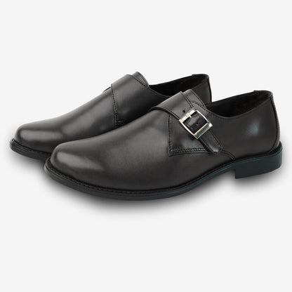 Sleek black cow leather shoes with soft sheep leather lining and cushioned insole for all-day comfort