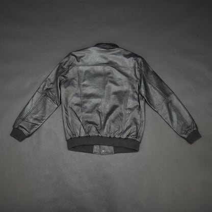 Real Leather Button Down Black Jacket