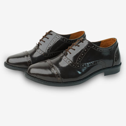 Brown premium cow leather shoes with soft sheep leather lining and structured Taxon insole for durability and comfort