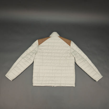 Blue sleeveless puffer vest with zip, side and inside pockets, lightweight for layering