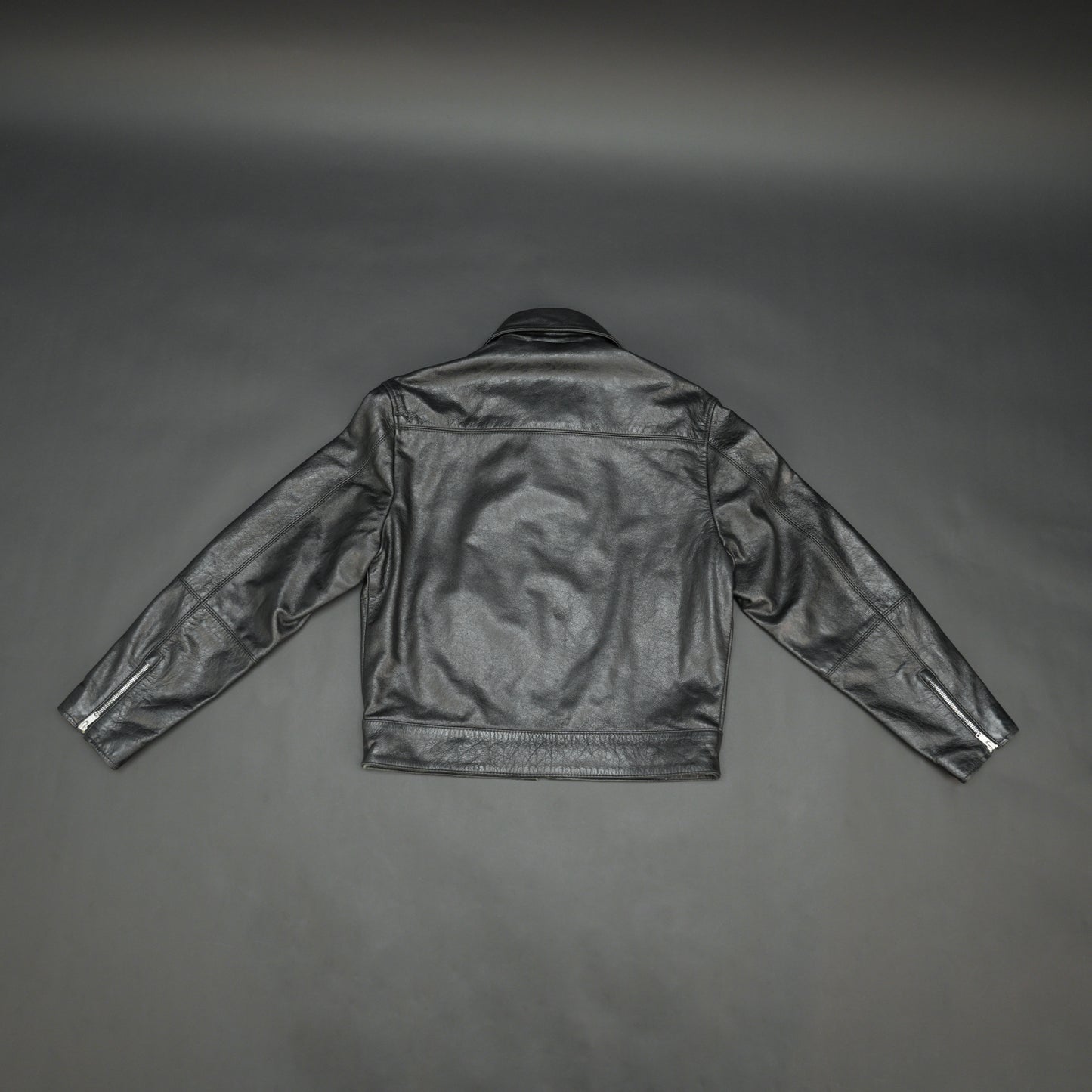 Black leather jacket premium leather, zipper opening, and two front side pockets