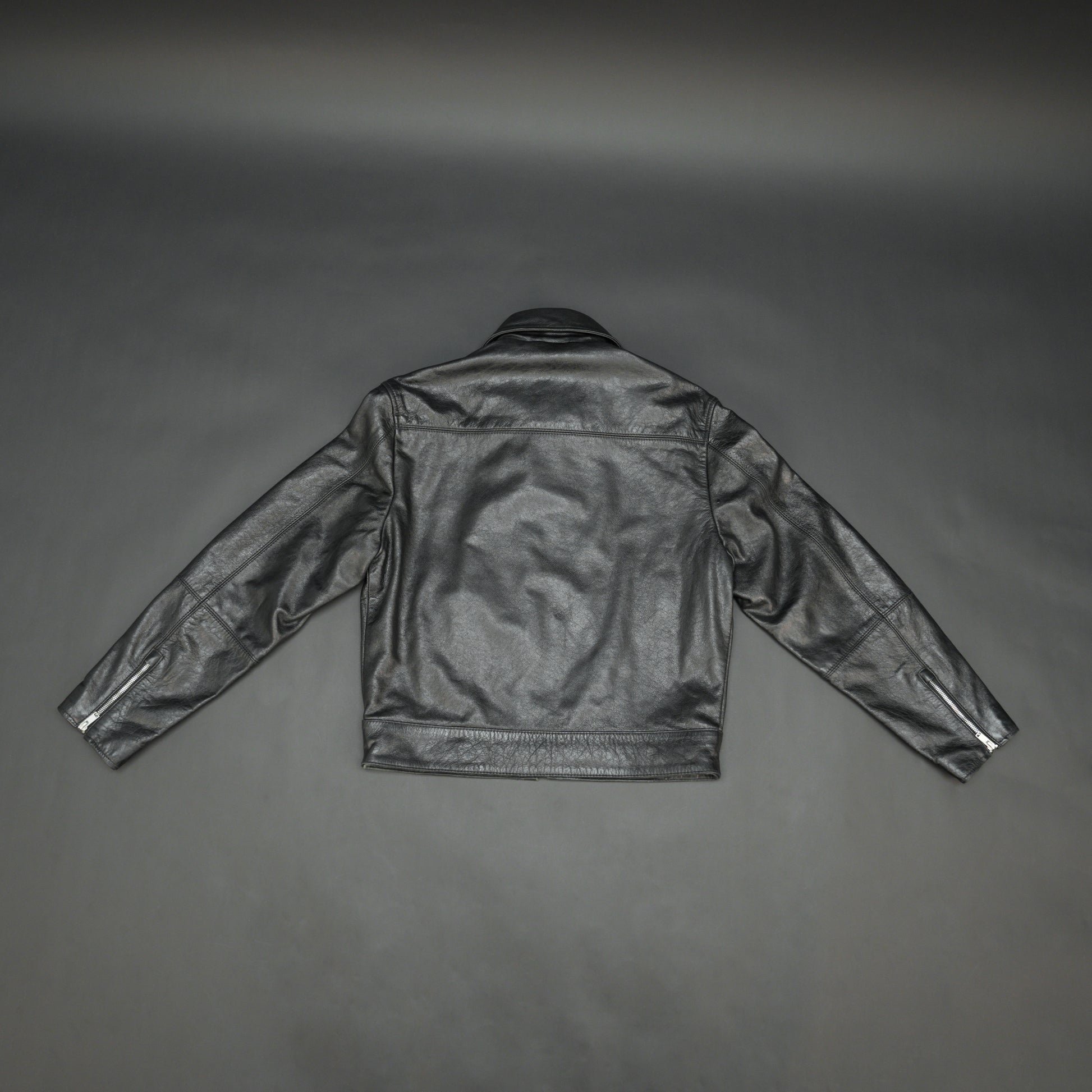 Black leather jacket premium leather, zipper opening, and two front side pockets