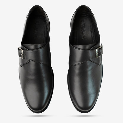 Sleek black cow leather shoes with soft sheep leather lining and cushioned insole for all-day comfort