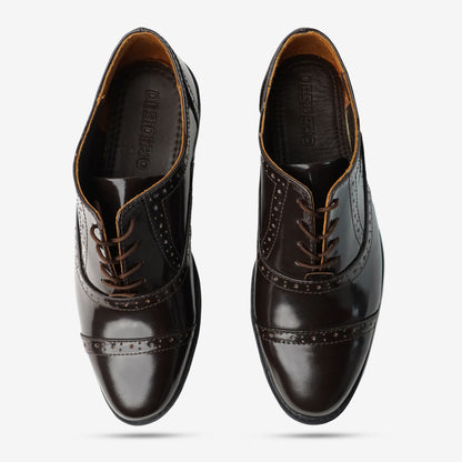 Brown premium cow leather shoes with soft sheep leather lining and structured Taxon insole for durability and comfort