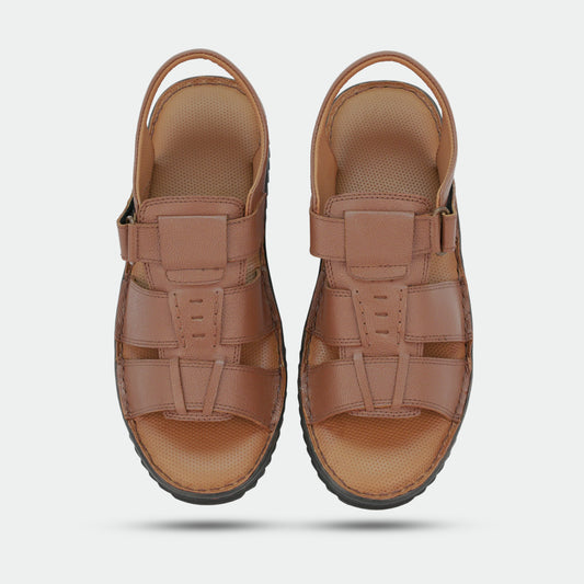 Tan PSW 05 Sandal with a traditional handmade leather design, combining durability and comfort for daily or cultural use