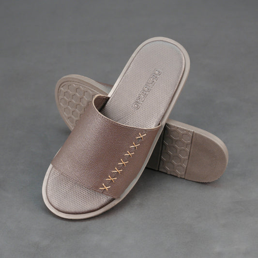 Cow-printed leather footwear with cushioned insole and durable TPR sole for comfort and grip.