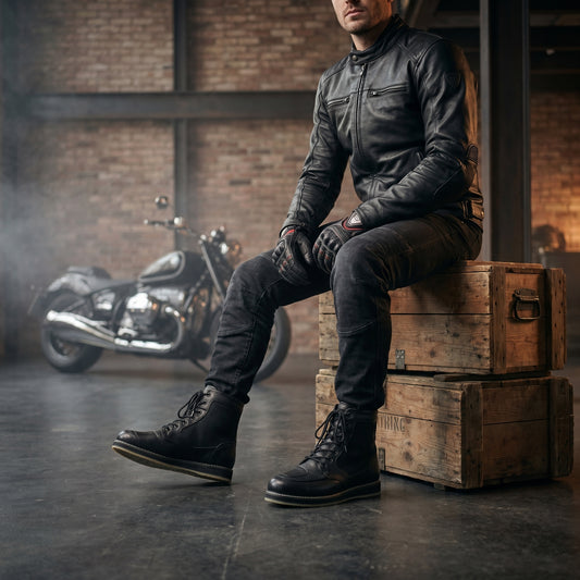 Black High Ankle Mesh Panel Riding Boots #Desiderio #RidingBoots #HighAnkleBoots #MeshPanelBoots #BlackBoots #MensFootwear #BikerStyle #GenuineLeather