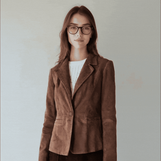 Bruné men’s dark brown leather blazer made from premium goat leather, featuring two functional pockets, combining elegance, durability, and versatile style for casual or formal wear