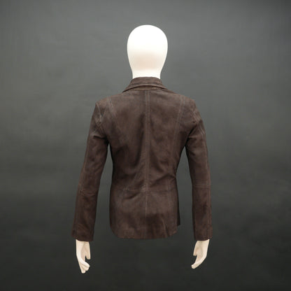 Bruné men’s dark brown leather blazer made from premium goat leather, featuring two functional pockets, combining elegance, durability, and versatile style for casual or formal wear