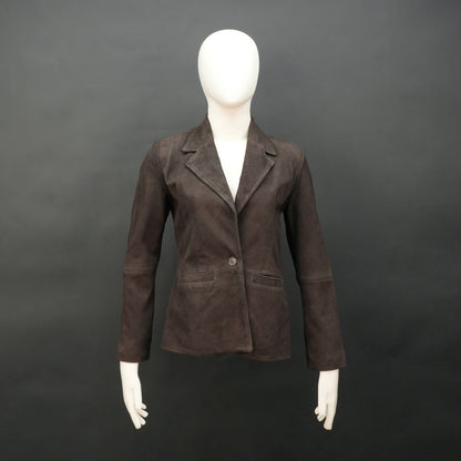 Bruné men’s dark brown leather blazer made from premium goat leather, featuring two functional pockets, combining elegance, durability, and versatile style for casual or formal wear
