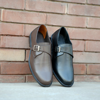 Sleek black cow leather shoes with soft sheep leather lining and cushioned insole for all-day comfort