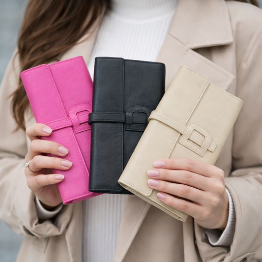 Women's Strap Closure Leather Clutch 851