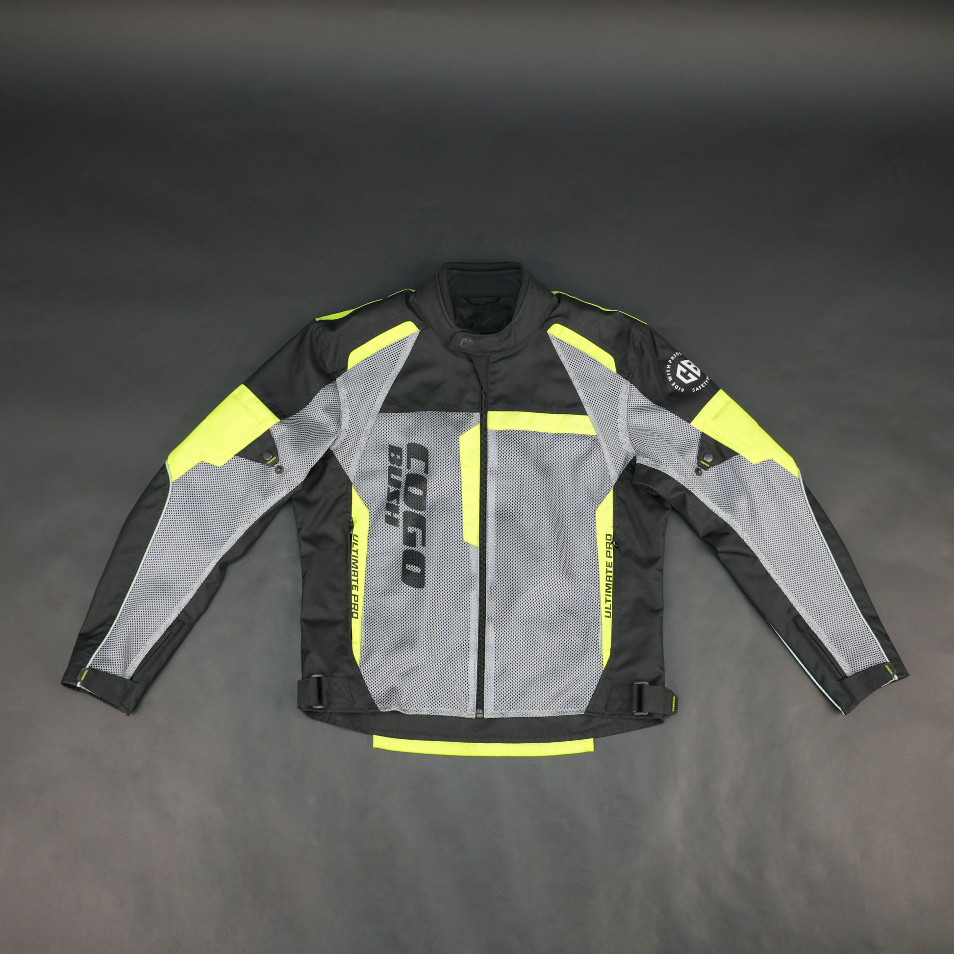 Cogobush Black & Neon Yellow Mesh Motorcycle Riding Jacket with Armor Pockets #Desiderio #MotorcycleJacket #MeshJacket #RidingGear #ArmorReady #BikerStyle #SummerRiding #ProtectiveGear