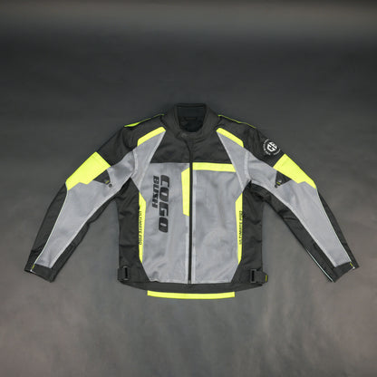 Cogobush Black & Neon Yellow Mesh Motorcycle Riding Jacket with Armor Pockets #Desiderio #MotorcycleJacket #MeshJacket #RidingGear #ArmorReady #BikerStyle #SummerRiding #ProtectiveGear