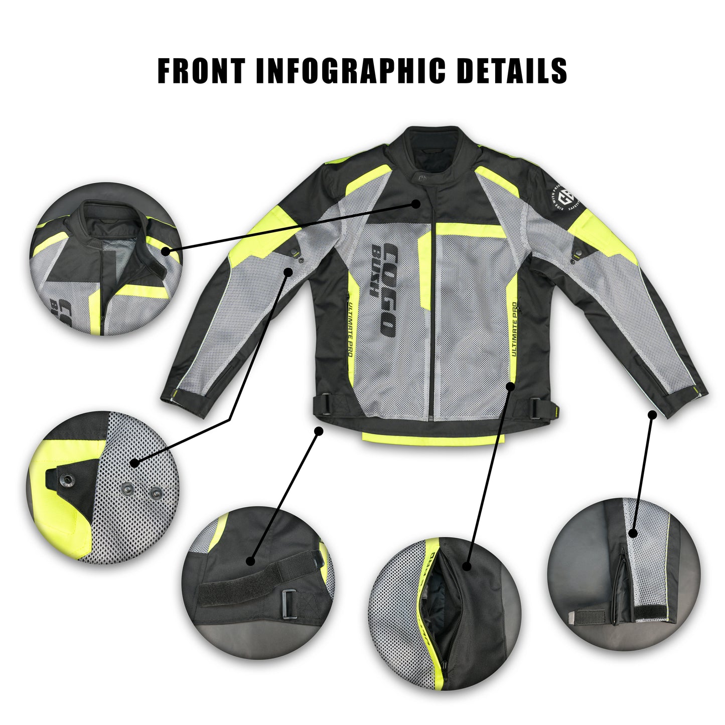 Cogobush Black & Neon Yellow Mesh Motorcycle Riding Jacket with Armor Pockets #Desiderio #MotorcycleJacket #MeshJacket #RidingGear #ArmorReady #BikerStyle #SummerRiding #ProtectiveGear