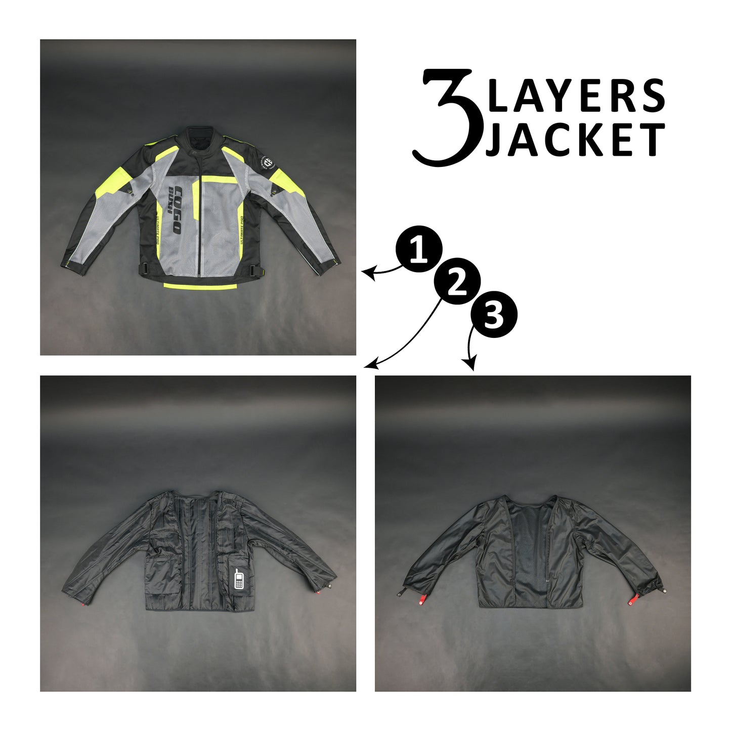 Cogobush Black & Neon Yellow Mesh Motorcycle Riding Jacket with Armor Pockets #Desiderio #MotorcycleJacket #MeshJacket #RidingGear #ArmorReady #BikerStyle #SummerRiding #ProtectiveGear