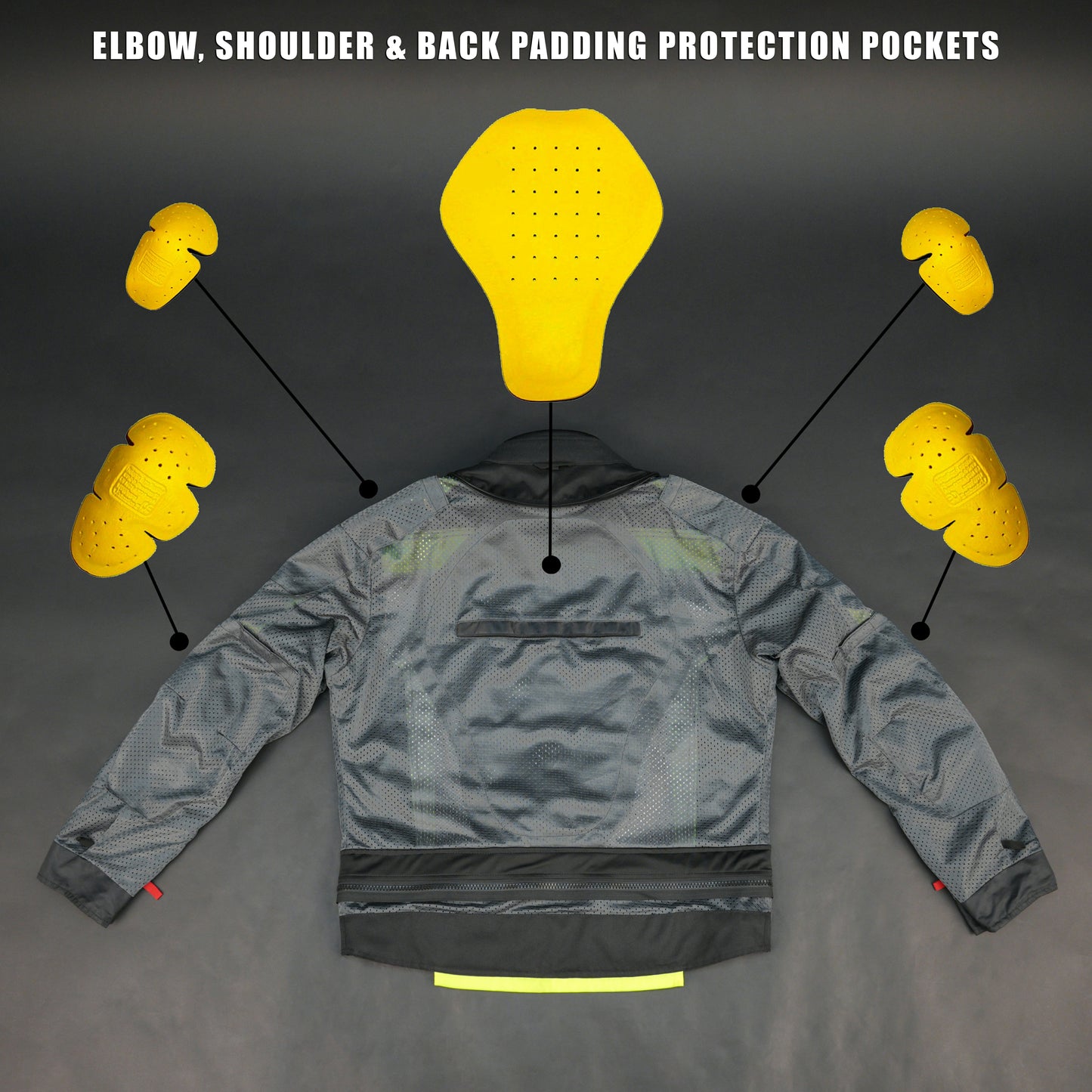 Cogobush Black & Neon Yellow Mesh Motorcycle Riding Jacket with Armor Pockets #Desiderio #MotorcycleJacket #MeshJacket #RidingGear #ArmorReady #BikerStyle #SummerRiding #ProtectiveGear