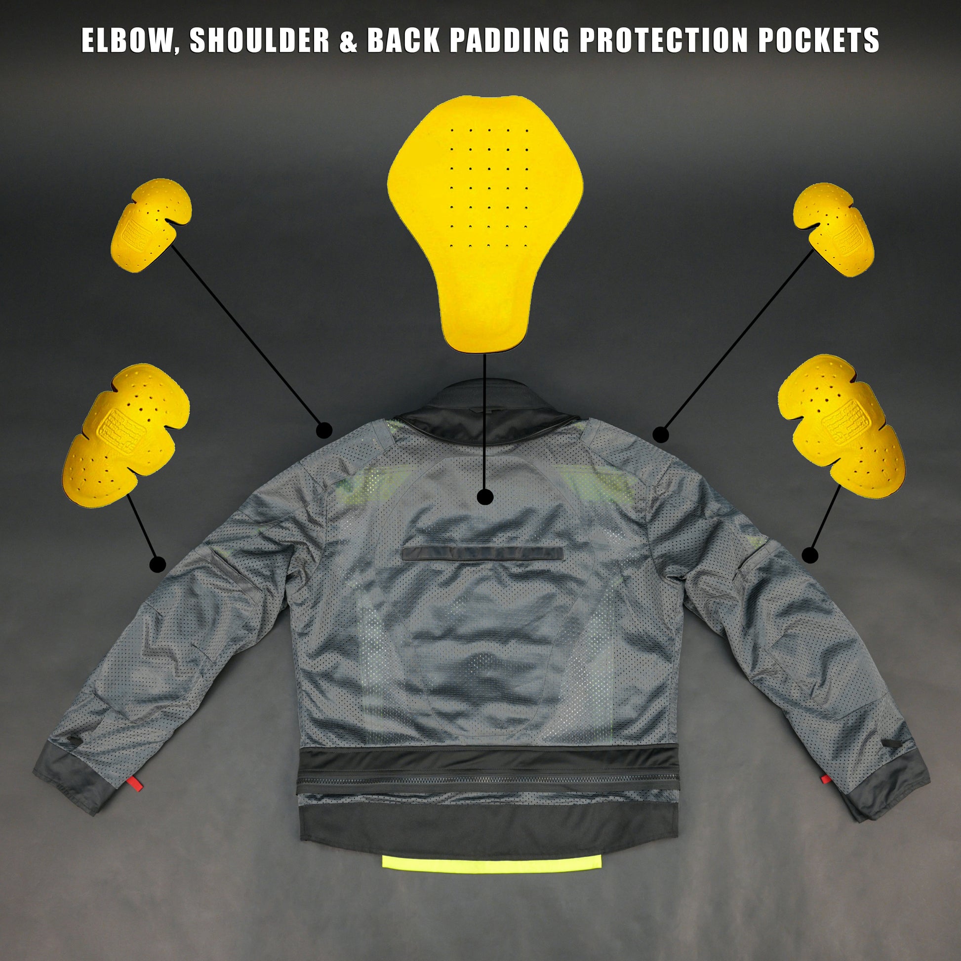 Cogobush Black & Neon Yellow Mesh Motorcycle Riding Jacket with Armor Pockets #Desiderio #MotorcycleJacket #MeshJacket #RidingGear #ArmorReady #BikerStyle #SummerRiding #ProtectiveGear