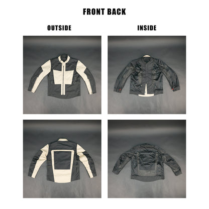 Cogobush Black & Beige Adventure Touring Motorcycle Riding Jacket with Armor Pockets #Desiderio #AdventureJacket #MotorcycleJacket #TouringGear #ArmorReady #RidingGear #BikerStyle #ProtectiveGear