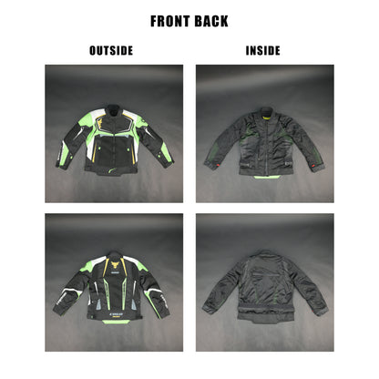 Cogobush Black & Neon Green Mesh Motorcycle Riding Jacket with CE Armor Pockets #Desiderio #MotorcycleJacket #MeshJacket #CERated #RidingGear #BikerStyle #SummerRiding #ProtectiveGear
