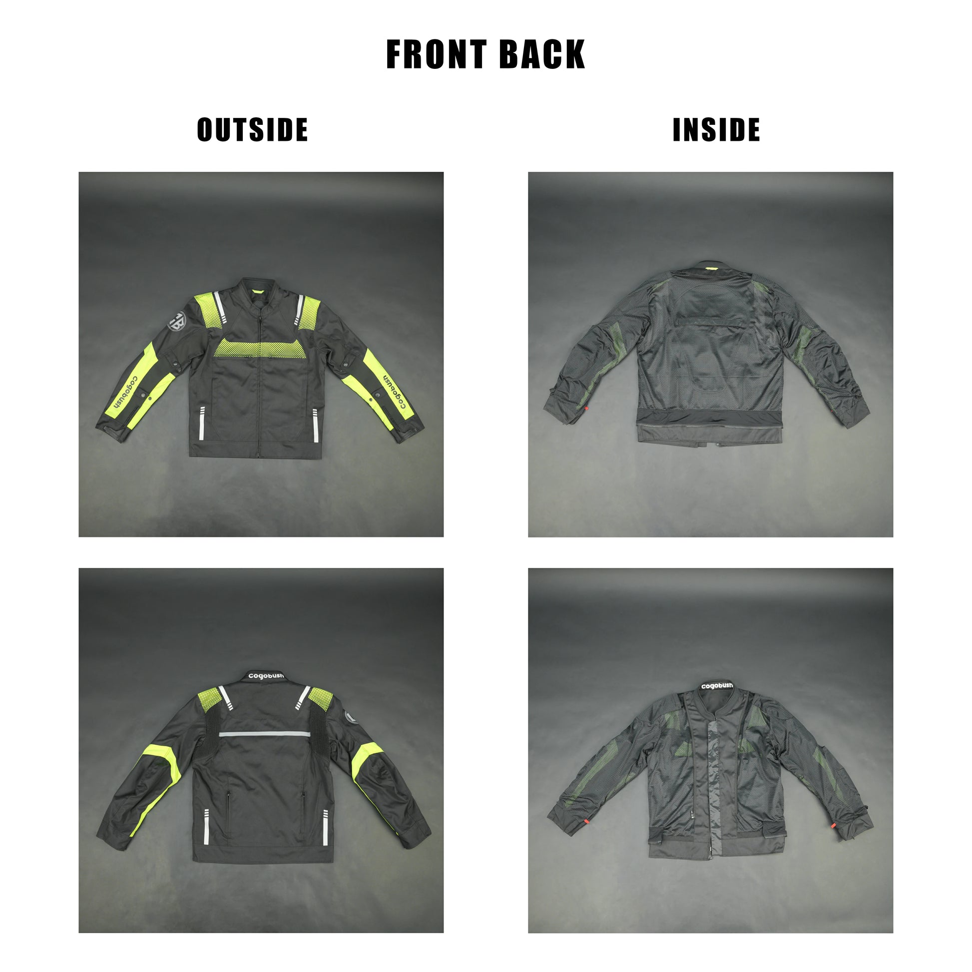 Cogobush Black & Neon Yellow Mesh Motorcycle Riding Jacket
#Desiderio #MotorcycleJacket #MeshJacket #RidingGear #BikerStyle #SummerRiding #ProtectiveGear #MotorcycleApparel