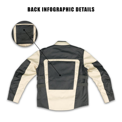 Cogobush Black & Beige Adventure Touring Motorcycle Riding Jacket with Armor Pockets #Desiderio #AdventureJacket #MotorcycleJacket #TouringGear #ArmorReady #RidingGear #BikerStyle #ProtectiveGear