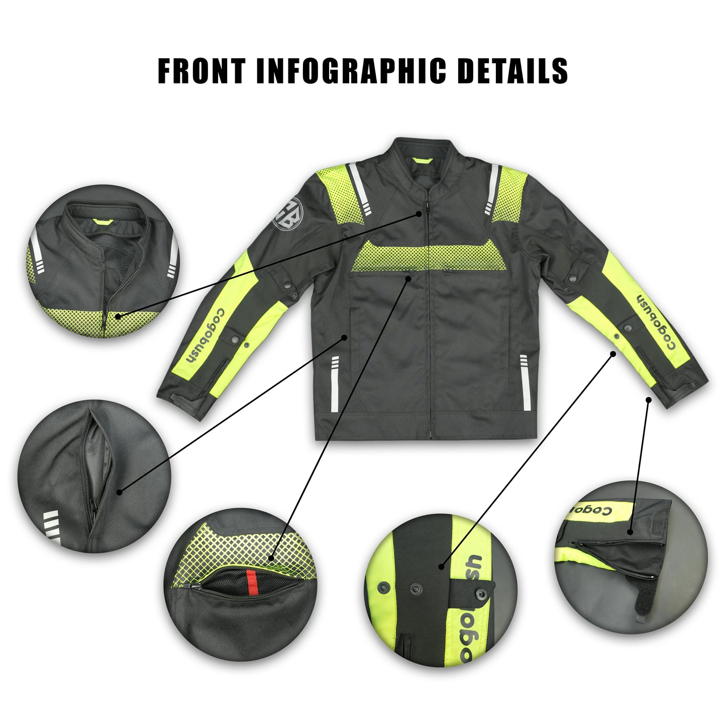 Cogobush Black & Neon Yellow Mesh Motorcycle Riding Jacket
#Desiderio #MotorcycleJacket #MeshJacket #RidingGear #BikerStyle #SummerRiding #ProtectiveGear #MotorcycleApparel