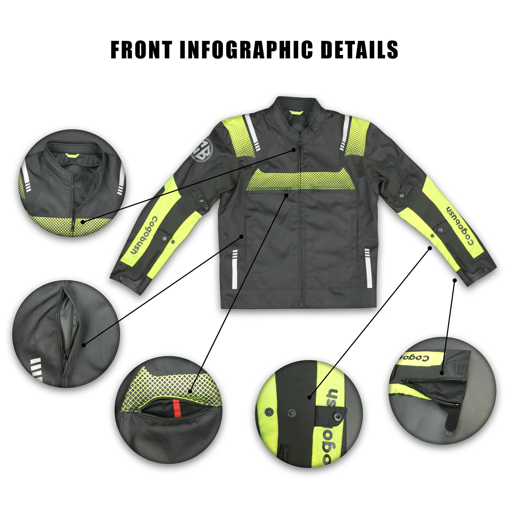 Cogobush Black & Neon Yellow Mesh Motorcycle Riding Jacket
#Desiderio #MotorcycleJacket #MeshJacket #RidingGear #BikerStyle #SummerRiding #ProtectiveGear #MotorcycleApparel
